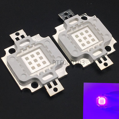 10W UV Lamp 395NM 400NM 405NM 410NM Purple COB LED Bead Light High Power DIY Ultraviolet LED Chip Lamp 8-11V