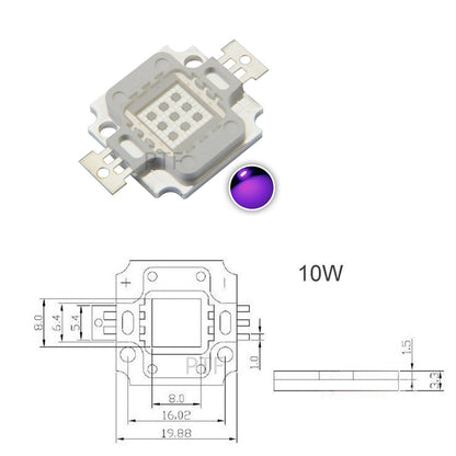 10W UV Lamp 395NM 400NM 405NM 410NM Purple COB LED Bead Light High Power DIY Ultraviolet LED Chip Lamp 8-11V